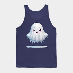 Cute ghost floating. Halloween ghost cartoon Tank Top